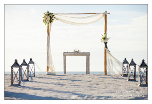 Wedding altar on Pass-A-Grille Beach in St. Pete Beach, Florida.